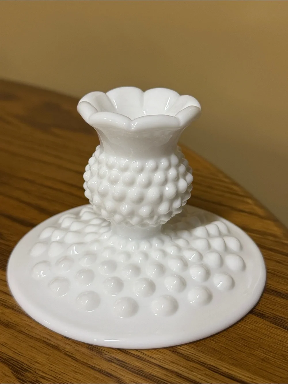 FENTON MILK GLASS HOBNAIL TAPER CANDLE HOLDERS SET OF 2